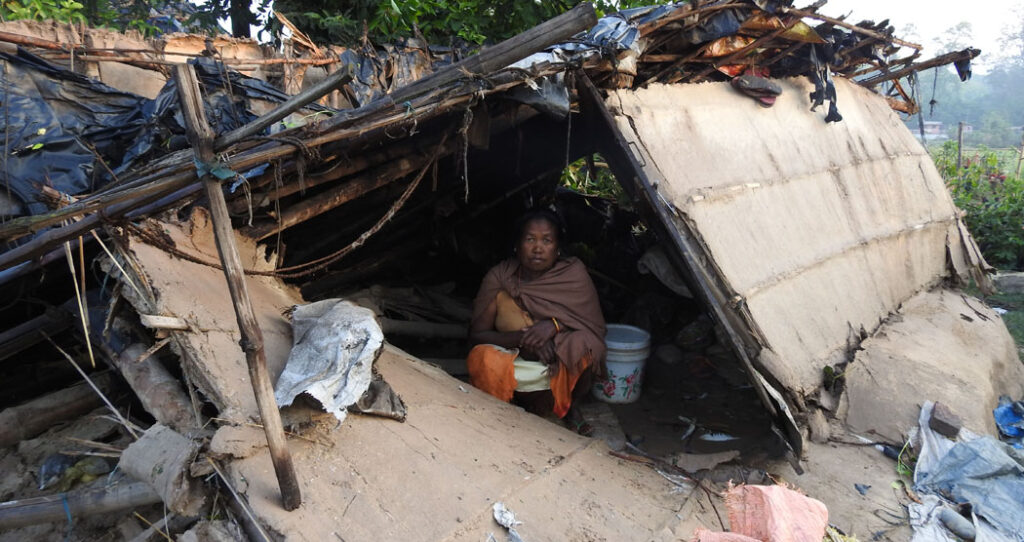 हावाहुरीले रुख ढल्दा मृत्यु, केही घरका उडायो छाना