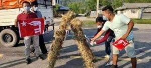 वाईसीएलद्वारा राष्ट्रपति र प्रधानमन्त्रीको पुत्ला दहन