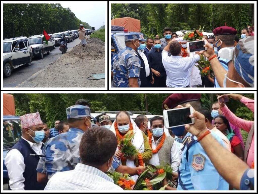 खानेपानी मंत्री मा.अनिल झा लाई आफ्नो गृह जिल्लामा भव्य स्वागत