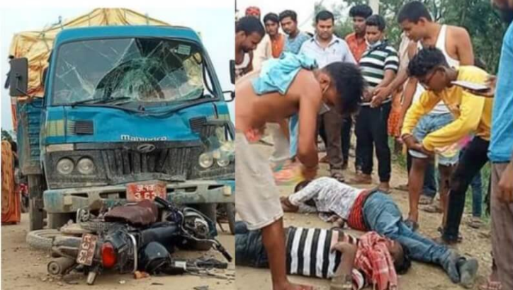 धनुषामा ट्रक र मोटरसाइकल ठोक्किँदा दुई युवक गम्भीर घाइते