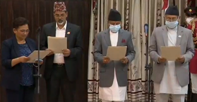 देउवासँगै चार मन्त्रीले गरे सपथ ग्रहण